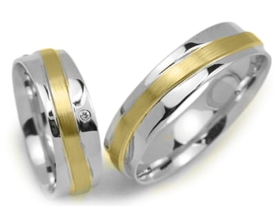 Przejdź do produktu Obrączki ślubne dwukolorowe półokrągłe z cyrkonią 6mm Premium