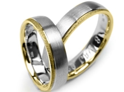 Dwukolorowe obrączki ślubne półokrągłe 6mm Premium  P-SUNSET-k