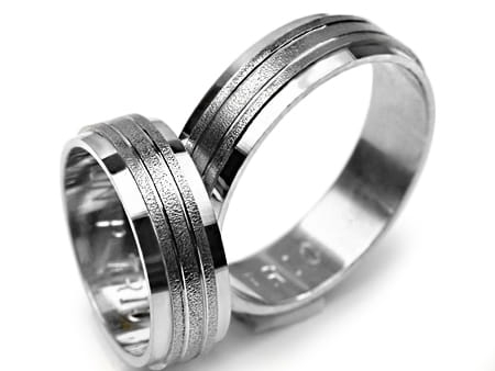 Obrączki ślubne z białego złota płaskie 6mm Premium P-TRIO-b