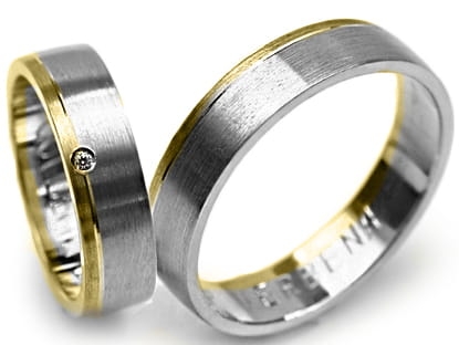 Przejdź do produktu Obrączki ślubne dwukolorowe półokrągłe z cyrkonią 5mm Premium