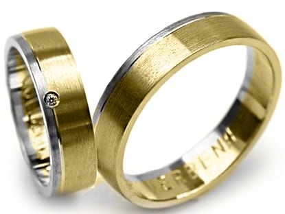 Przejdź do produktu Obrączki ślubne dwukolorowe półokrągłe z cyrkonią 5mm Premium