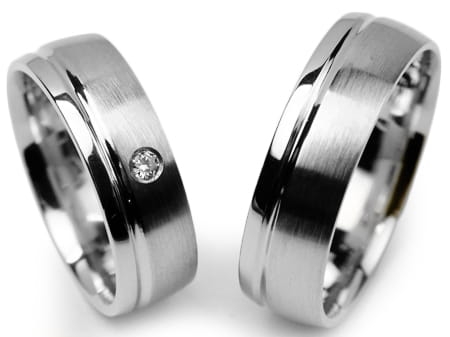 Obrączki ślubne z białego złota półokrągłe z cyrkonią 6mm Premium P-WENUS-b