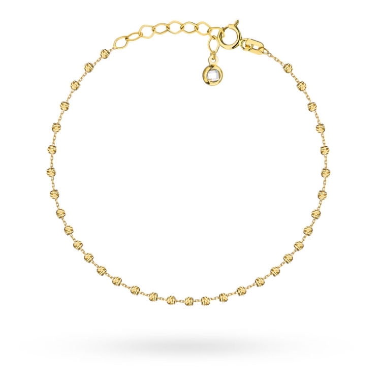 Bransoletka złota na nogę delikatne diamentowane kuleczki