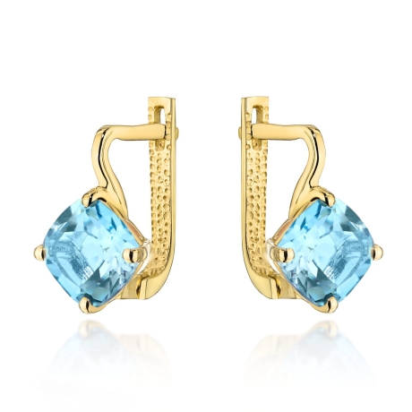 Przejdź do produktu Kolczyki złote z kolekcji "COLORFUL STONE" z eleganckim zapięciem - topaz kwadrat