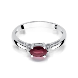 Pierścionek zaręczynowy z białego złota z rubinem i diamentami 0,03ct Fire Of Love  BW-06-rubin