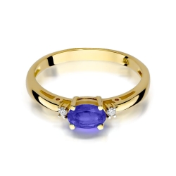 Pierścionek zaręczynowy z żółtego złota z tanzanitem i diamentami 0,03ct Fire Of Love BW-06-tanzanit