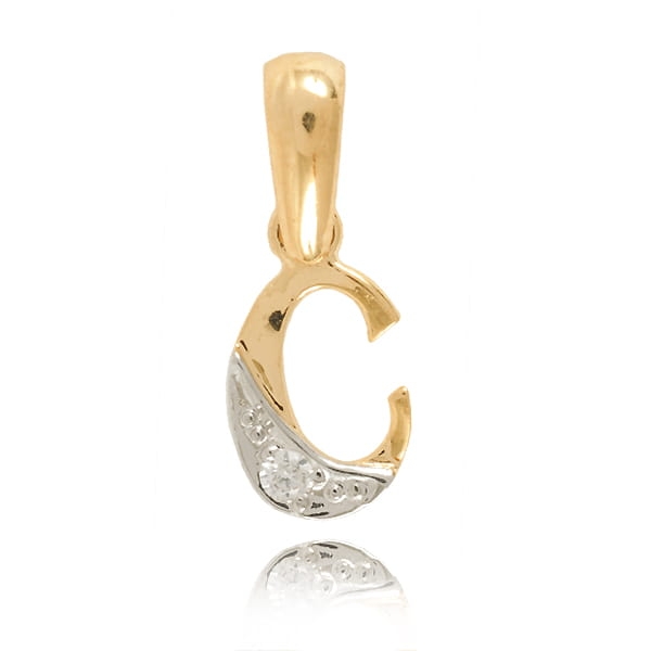 Złota literka C z cyrkonią