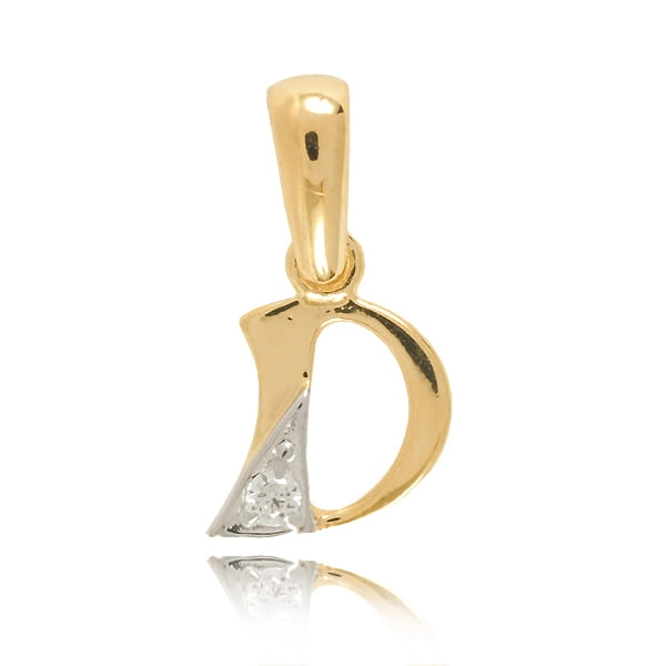 Złota literka D z cyrkonią