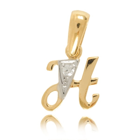 Przejdź do produktu Złota literka H z cyrkonią 