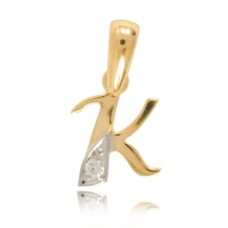 Przejdź do produktu Złota literka K z cyrkonią 