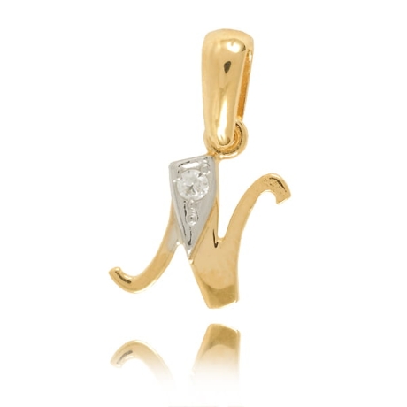 Przejdź do produktu Złota literka N z cyrkonią 