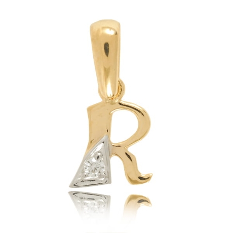 Przejdź do produktu Złota literka R z cyrkonią 