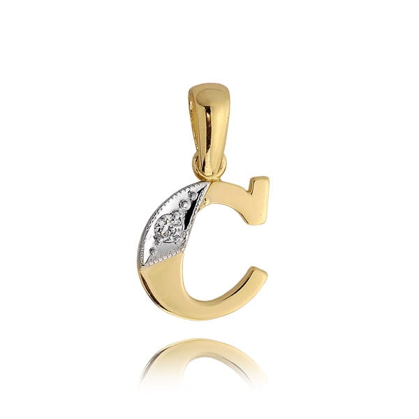 Zawieszka złota literka C z cyrkonią