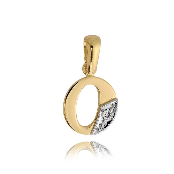 Zawieszka złota literka O z cyrkonią