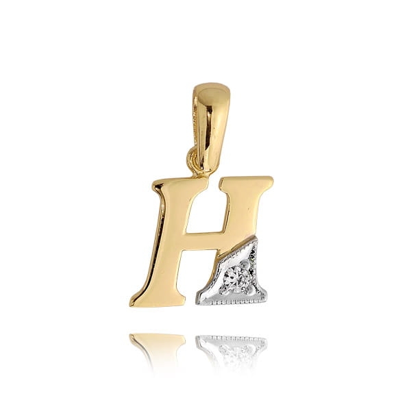 Zawieszka złota literka H z cyrkonią