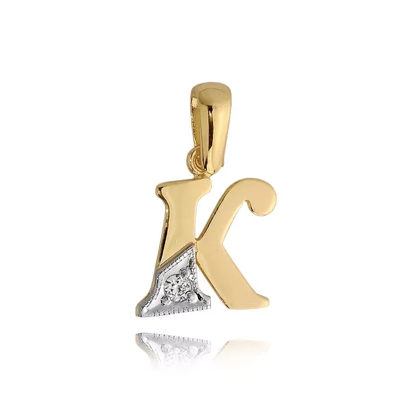 Zawieszka złota literka K z cyrkonią