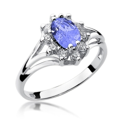 Pierścionek zaręczynowy z białego złota z tanzanitem i diamentami 0,30ct Fire Of Love BW-37-tanzanit-b