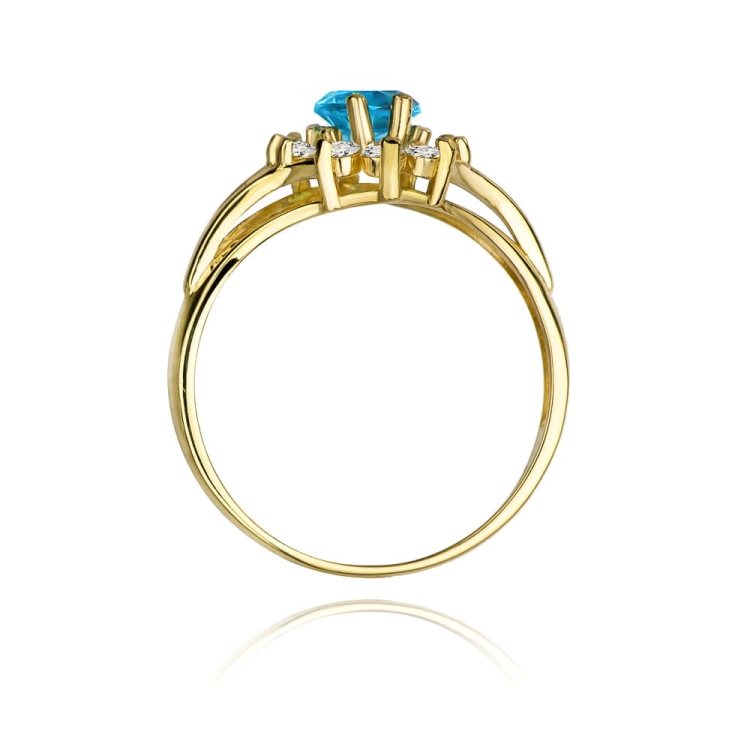Pierścionek zaręczynowy z żółtego złota z topazem i diamentami 0,01ct Fire Of Love BW-39-topaz