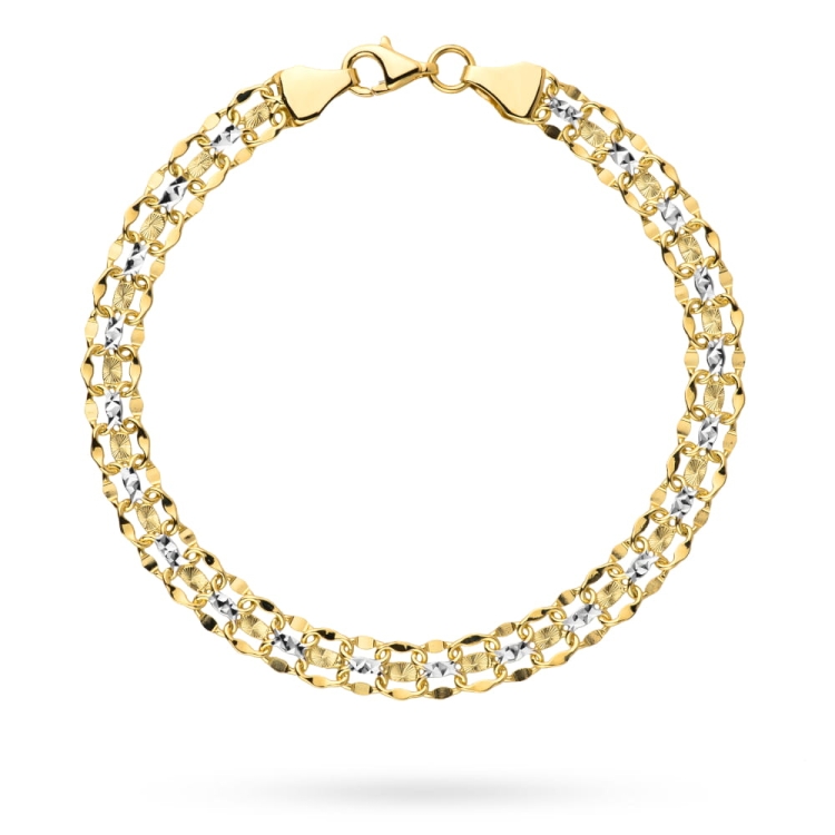 Bransoletka złota w dwóch kolorach złota - 17,5cm