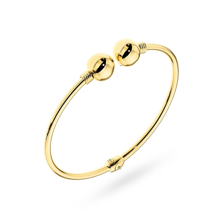 Bransoletka złota sztywna z gładkimi kulkami