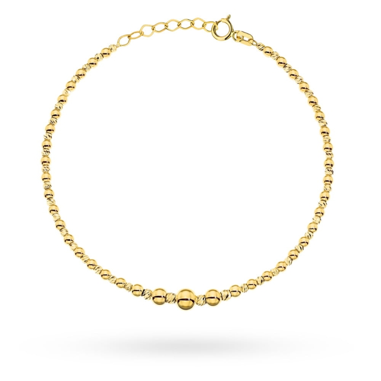 Bransoletka złota gładkie i diamentowane kuleczki