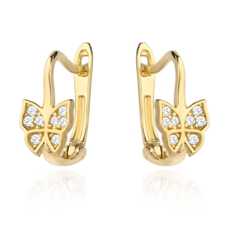 Przejdź do produktu Kolczyki złoty motylek z cyrkoniami na zapięciu angielskim (Gramatura: 1.24)
