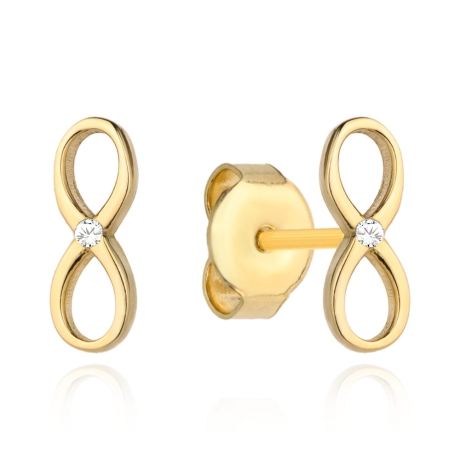 Przejdź do produktu Złote kolczyki znak nieskończoności z cyrkonią (Gramatura: 0.84)