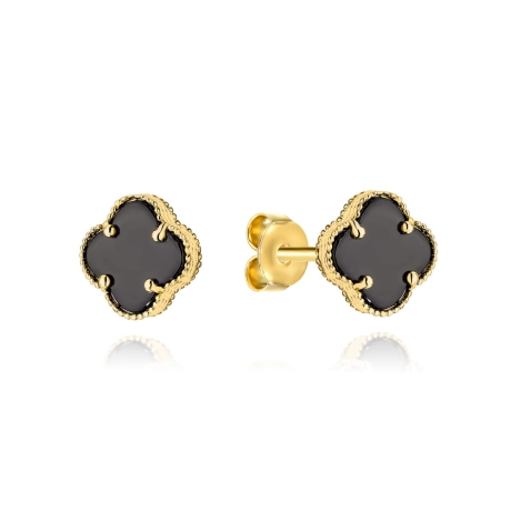 Przejdź do produktu Kolczyki złote czarna koniczynka 5mm (Gramatura: 0.84)