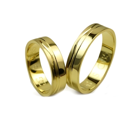 Przejdź do produktu Obrączki ślubne z żółtego złota płaskie 5mm Special S085