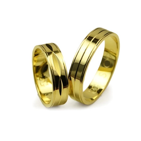 Przejdź do produktu Obrączki ślubne z żółtego złota płaskie 5mm Special S096