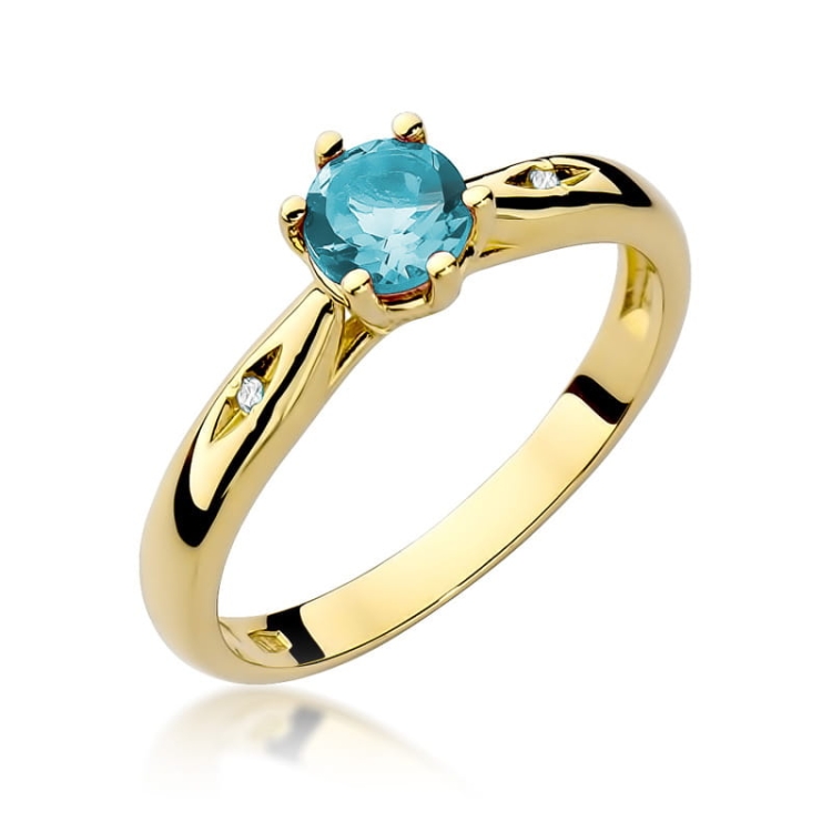 Pierścionek zaręczynowy z żółtego złota z topazem i diamentami 0,01ct Fire Of Love BW-74-topaz
