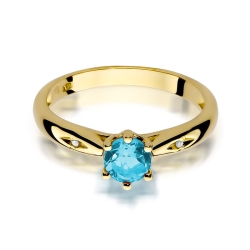 Pierścionek zaręczynowy z żółtego złota z topazem i diamentami 0,01ct Fire Of Love BW-74-topaz