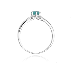 Pierścionek zaręczynowy z białego złota z szmaragdem i diamentami 0,01ct Fire Of Love  BW-74-szmaragd-b