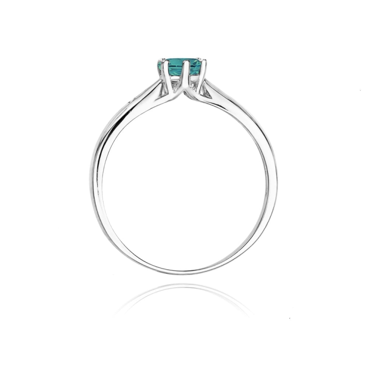 Pierścionek zaręczynowy z białego złota z szmaragdem i diamentami 0,01ct Fire Of Love  BW-74-szmaragd-b