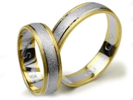 Obrączki ślubne z dwukolorowego złota półokrągłe 5mm Simple S019-2k