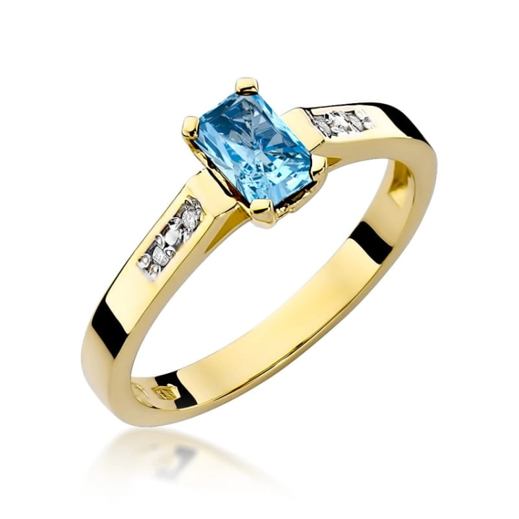 Pierścionek zaręczynowy z żółtego złota z topazem i diamentami 0,04ct Fire Of Love  BW-78-topaz