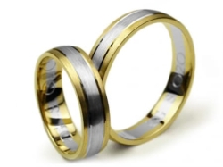 Obrączki ślubne z dwukolorowego złota półokrągłe 5mm Simple S020-k