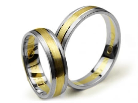 Obrączki ślubne z dwukolorowego złota półokrągłe 5mm Simple S020-2k