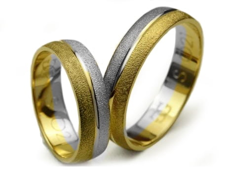 Obrączki ślubne dwukolorowe półokrągłe 5mm Simple S021-k