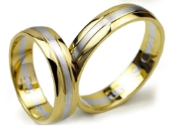 Obrączki ślubne dwukolorowe półokrągłe 5mm Simple S023-k