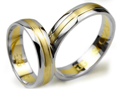 Obrączki ślubne dwukolorowe półokrągłe 5mm Simple S023-2k