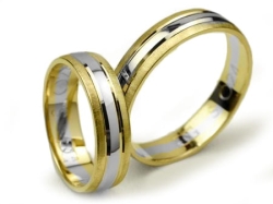 Obrączki ślubne z dwóch kolorów złota półokrągłe 5mm Simple S024-k