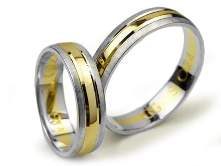 Obrączki ślubne z dwóch kolorów złota półokrągłe 5mm Simple S024-2k