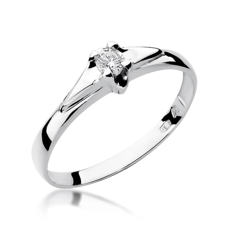 Pierścionek zaręczynowy z białego złota z diamentem 0,10ct Fire Of Love BW-88-0,10ct-b