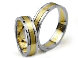 Obrączki ślubne z żółtego i białego złota płaskie 5mm Simple S027-2k