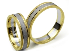 Obrączki ślubne dwukolorowe płaskie 5mm Simple S028-k