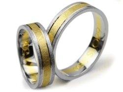 Dwukolorowe obrączki ślubne płaskie 5mm Simple S029-k
