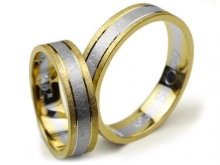 Dwukolorowe obrączki ślubne płaskie 5mm Simple S029-2k