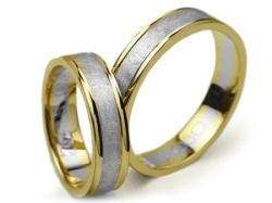 Obrączki ślubne dwukolorowe płaskie 5mm Simple S030-k
