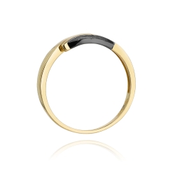 Pierścionek zaręczynowy z żółtego złota z czarnymi i białymi diamentami 0,03ct Fire Of Love BW-107